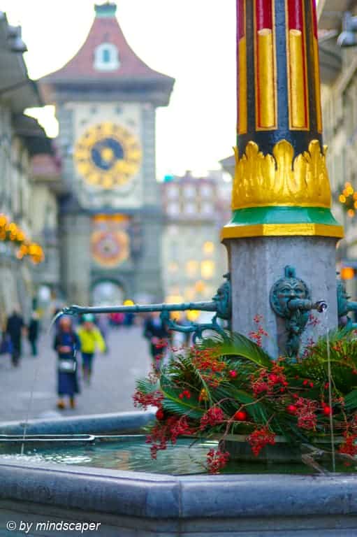 Xmas Deco at Simson Fountain - Kramgasse Berne