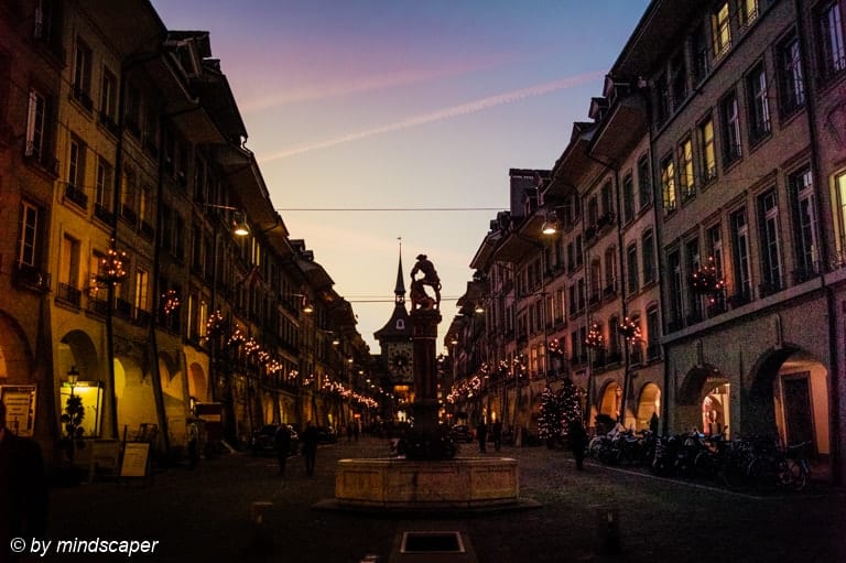 Advent Evening with Xmas Lights in Marktgsse - Berne
