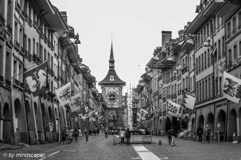 Kramgasse with Zytglogge - Berne in Black & White