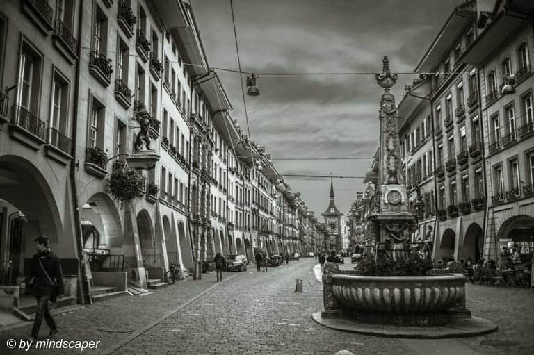 Eveningrise in Kramgasse - Berne in Black & White