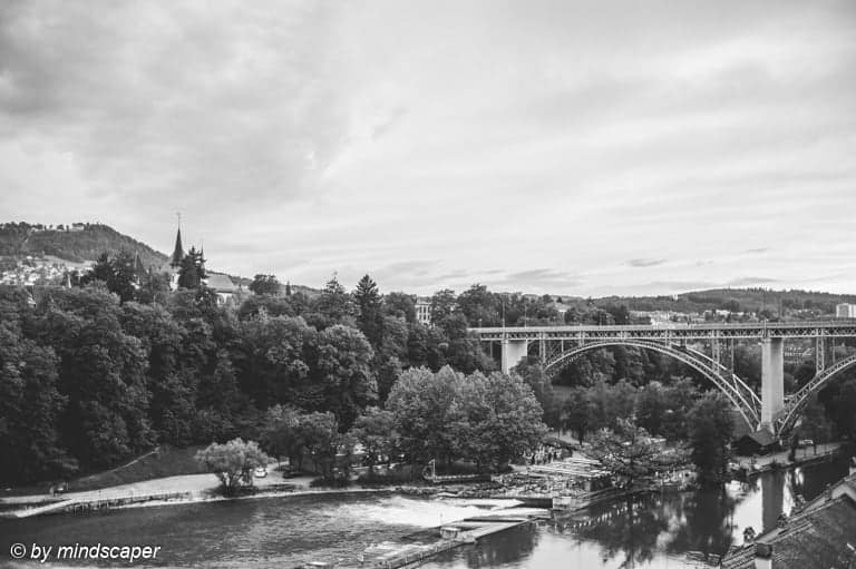 Aare, Schwellenmätteli, Kirchenfeldbridge - Berne in Black & White