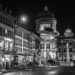 Bärenplatz & Bundeshaus in Advent by Night - Berne in Black & White
