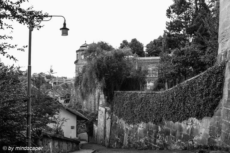 East View to Münsterplattform Berne in Black & White