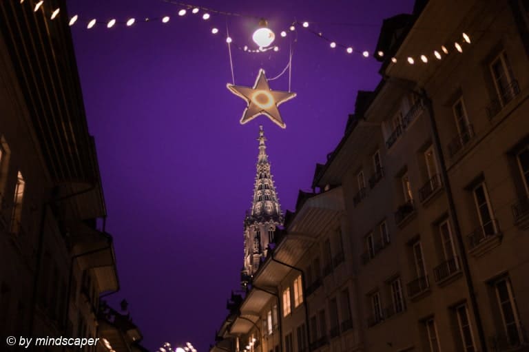 Xmas Star Above Minster Tower - Advent  Berne