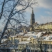 Berne Minster Behind Snowed Trees - Winter Time