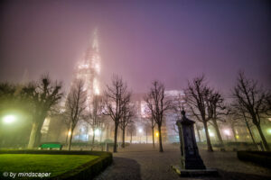 Berne Minster in the Fog - Berne by Night in HDR