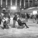 Skating at Bundesplatz - Winter People in Black & White