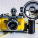 Yellow Vintage Rangefinder Camera With Flash