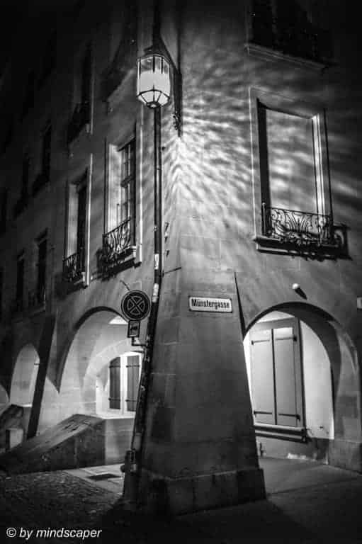 The Lantern Corner in Black & White by Night