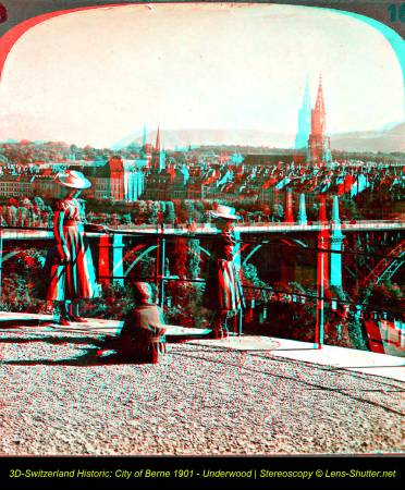 Historic Stereogram from Berne, Switzerland 1901. By Underwood & Underwood Underwood, 18x9 cm - Red-Cyan Anaglyph