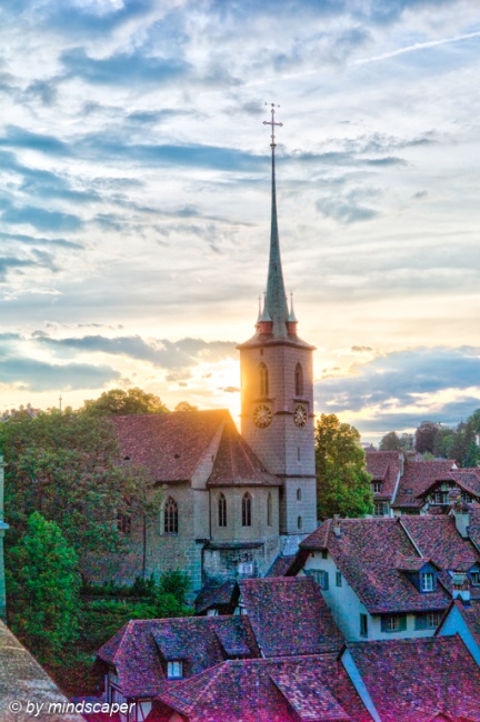Sunset at Nydegg Church - Berne Sky Story