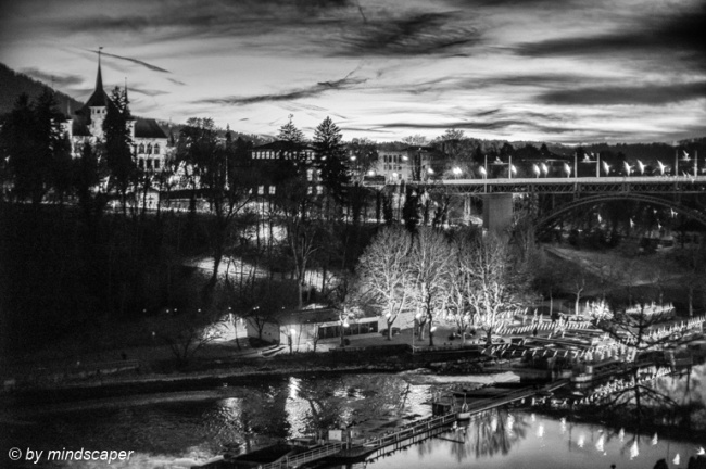 Nightrise at Schwellenmätteli - Berne in Black & White