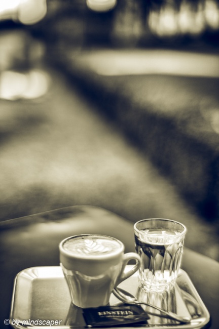 Cappuccino at Einstein Jardin - Coffee Time in Black & White