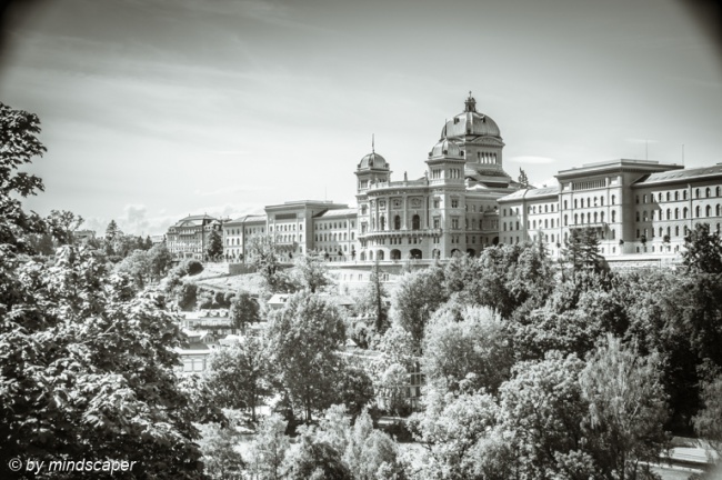 Bundeshaus in the Summerly Afternoon Sun - Berne in Black & Whit
