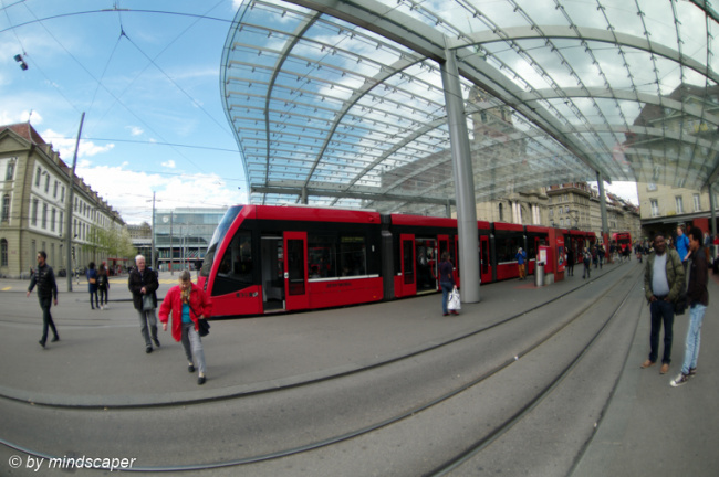 Berne Central Station Tram with Baldachin Roof - Fisheye