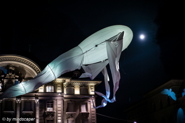 Flying Whale with Moon - Museumsnacht Bern 2022