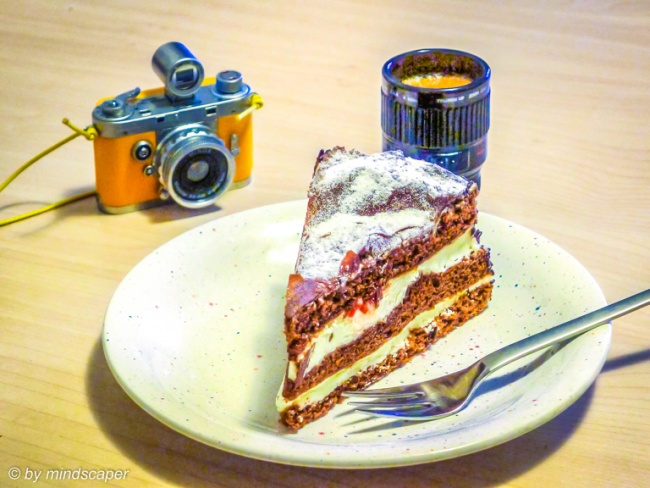 Photographers Coffee Break with Black Forest Cake
