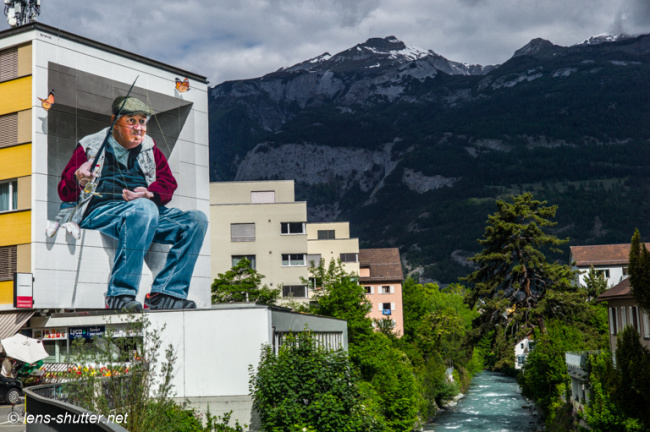 Fisherman Wall Painting at Plessur